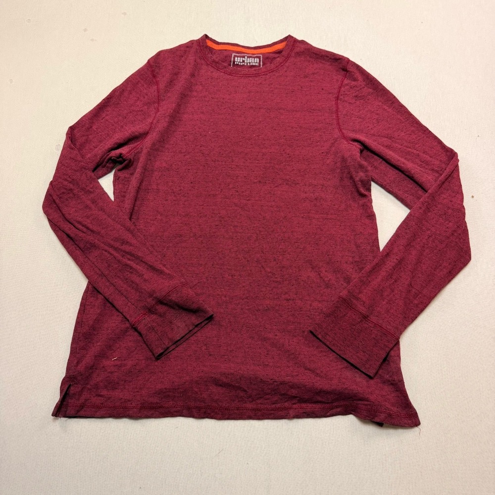 Urban Pipeline Long Sleeve Men Large Burgundy Excellent Maxflex Crew Neck Shirt